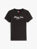 Negru Essential Tricou Rib Slim Cu Logo  Femei