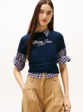 Blue Essential Slim Rib Logo T-Shirt  Women