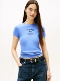 Blue Tricou Slim Cu Logo Ribbed  Femei