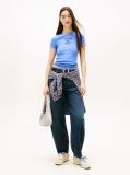 Blue Tricou Slim Cu Logo Ribbed  Femei