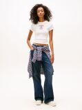 Alb Tricou Slim Cu Logo Ribbed  Femei