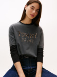 Negru Tricou Boxy Leopard Varsity  Femei