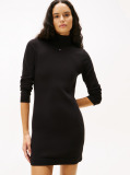 Black Slim Midi Turtleneck Jumper Dress  Women