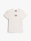 Alb Tricou Cu Guler Rotund Si Emblema Diamante Flag  Femei