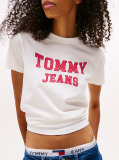 Bej Tricou Varsity Cu Guler Rotund  Femei