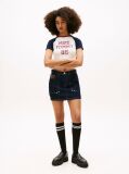 Denim Flag Embroidery Denim Straight Mini Skirt  Women