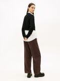Negru Pulover Cropped Slim Cu Logo Brodat   Femei