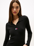 Black Tommy Badge Slim Midi Jumper Dress  Women