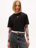 Black Boxy Badge Tee  Women
