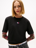 Black Boxy Badge Tee  Women