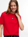 Red Boxy Badge Tee  Women
