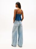 Denim Chambray Top Slim Cu Bretele Subtiri Si Decolteu In V  Femei