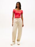 Rosu Top Slim Ribbed Cu Umeri Descoperiti  Femei