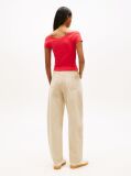 Rosu Top Slim Ribbed Cu Umeri Descoperiti  Femei