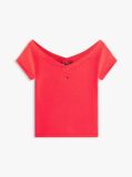 Rosu Top Slim Ribbed Cu Umeri Descoperiti  Femei