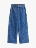 Denim Blugi Largi Cu Talie Medie Spell-Out  Femei