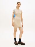 Bej Rochie Bodycon Mini Ribbed Cu Steag Si Croiala Slim  Femei