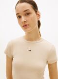 Bej Rochie Bodycon Mini Ribbed Cu Steag Si Croiala Slim  Femei