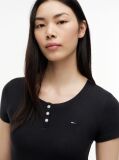 Black Slim Henley T-Shirt  Women