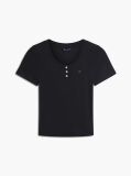 Black Slim Henley T-Shirt  Women