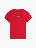 Rosu Tricou Slim Cu Logo Si Dungi  Femei