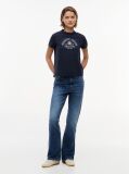Blue T-Shirt Heritage Cu Croiala Regular Si Logo  Femei
