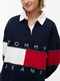 Blue Tommy Flag Jersey Oversized Rugby Shirt  Women