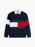 Blue Tommy Flag Jersey Oversized Rugby Shirt  Women