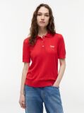 Rosu Pulover Polo Pointelle Cu Maneci Scurte  Femei