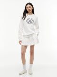 White Textured Twill Pleated Flared Mini Skirt  Women