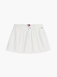 White Textured Twill Pleated Flared Mini Skirt  Women