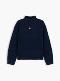 Blue Pulover Din Alpaca Cu Guler Mock Si Steag  Femei