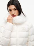 White Slim Down Hooded Puffer Jacket  Women