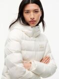 White Slim Down Hooded Puffer Jacket  Women