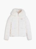 White Slim Down Hooded Puffer Jacket  Women