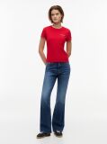 Rosu Tricou Din Jersey Cu Logo Si Croiala Slim  Femei