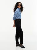 Denim Blugi Negri Cu Croiala Tapered Mom Si Talie Inalta  Femei
