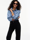 Denim Blugi Negri Cu Croiala Tapered Mom Si Talie Inalta  Femei