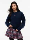Blue Tommy Badge Fluffy Jumper With Alpaca  Women