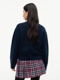 Blue Tommy Badge Fluffy Jumper With Alpaca  Women