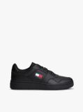 Black Retro Essential Leather Basketball Trainers  Men