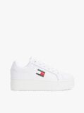 White Essential Leather Fine-Cleat Flatform Trainers  Women