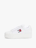 White Essential Leather Fine-Cleat Flatform Trainers  Women