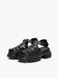 Negru Sandale De Pescarus Chunky Cu Talpa Cleat Din Piele  Femei