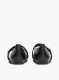 Black Leather Crossover Strap Mary Janes  Women