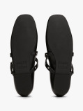Black Leather Crossover Strap Mary Janes  Women