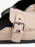 Beige Textured Suede Buckle Mules  Women