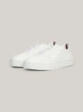 White Leather Debossed Logo Cupsole Trainers  Men