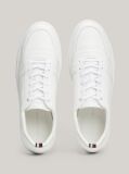 White Leather Debossed Logo Cupsole Trainers  Men