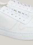 White Leather Debossed Logo Cupsole Trainers  Men